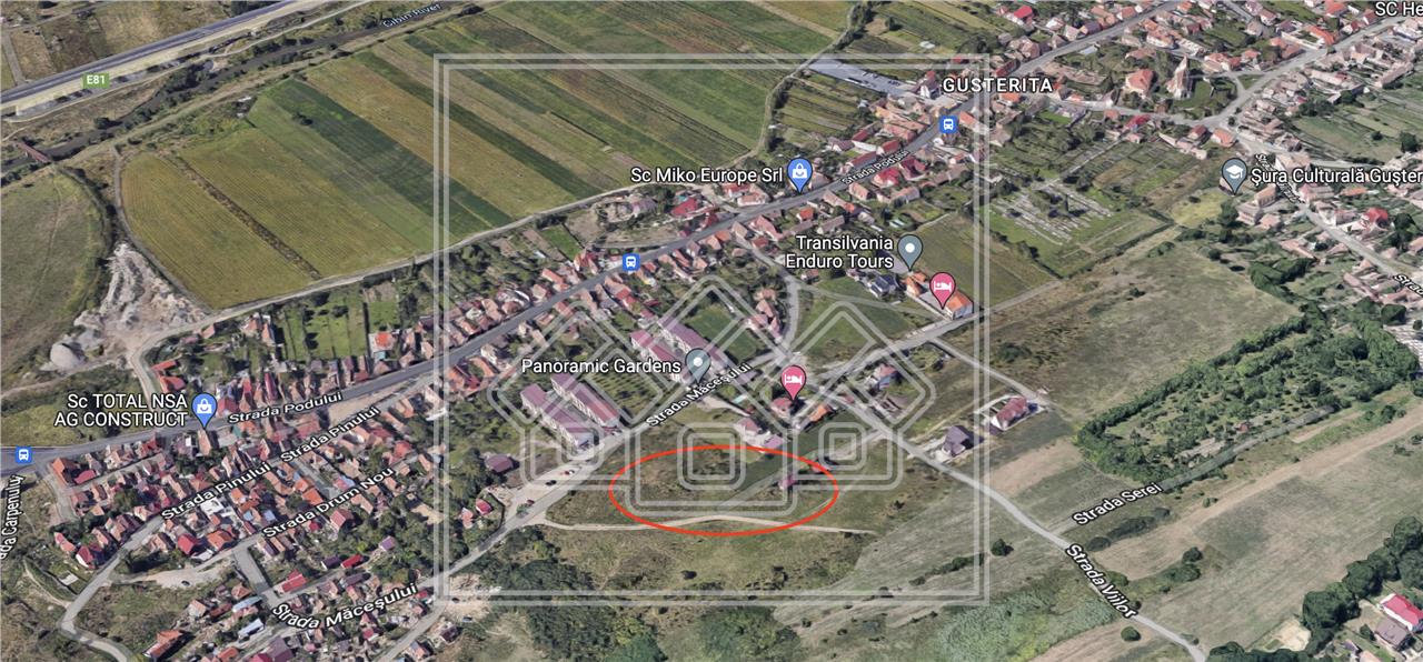 Teren de vanzare in Sibiu - Gusterita - 13 parcele(459-600 mp/buc)