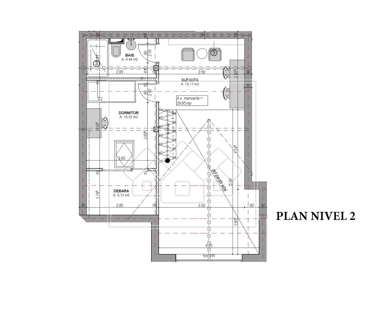 Penthouse pe 2 niveluri - concept deosebit - 2 balcoane si 2 bai (M)