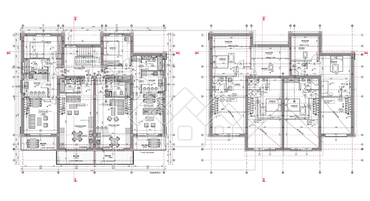 Penthouse 2 niveluri - confort lux, incalzire pardoseala -balcon  (Mi)