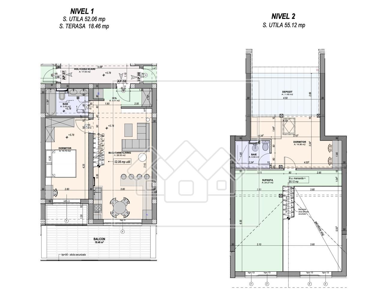 Penthouse pe 2 niveluri - concept deosebit, incalzire pardoseala (R)