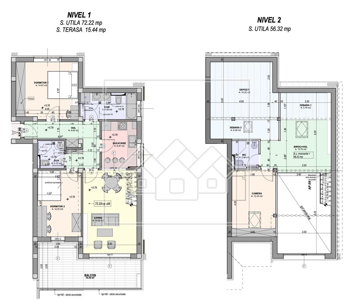 Penthouse on 2 levels - special concept, 115 square meters (R)