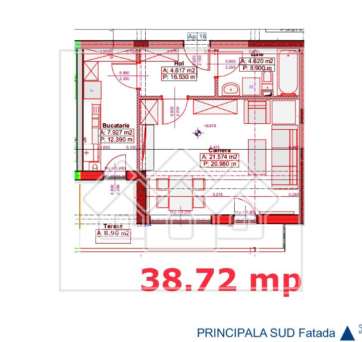 Garsoniera de vanzare in Sibiu - balcon 9 mp - etaj intermediar