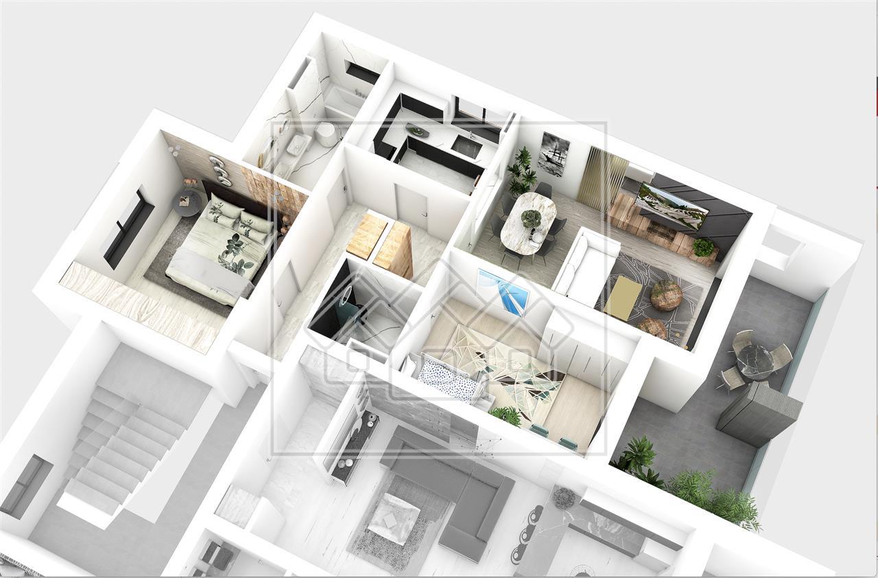 Apartament 3 camere, decomandat+balcon- spatii verzi (Ra)