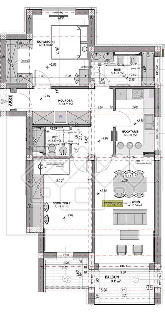 Apartament 3 camere - decomandat - stil arhitectural unitar -Mona Lisa