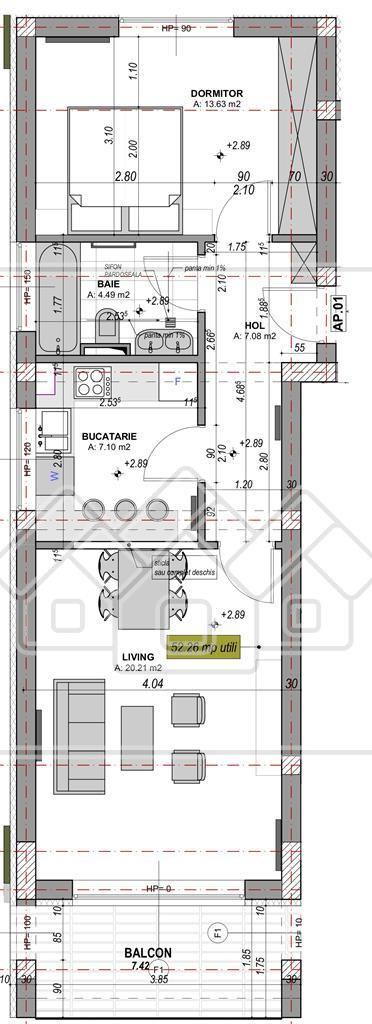 2-Zimmer-Wohnung in Sibiu(Cristian) - Wohnflache 52,26 qm+Loggia