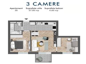 Apartment for sale in Sibiu - 3 rooms - intermediate floor -