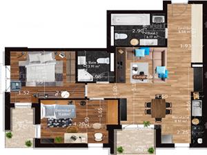 3-room apartment for sale in Sibiu-2 balconies,elevator,storage room