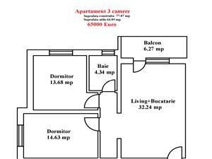 Apartament de vanzare in Sibiu-3 camere-64.89 mp-zona premium