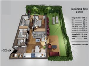 3-Zimmer-Wohnung in Sibiu zu verkaufen - eigener Garten