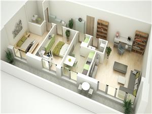 Apartament de vanzare in Sibiu 4 camere + balcon 19.46 mp