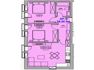 Apartament de vanzare in Sibiu - 3 camere, 59,50 mp - Doamna Stanca