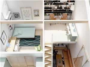 Studio dispus pe 2 niveluri - 2 camere si balcon + finisaje lux (L)