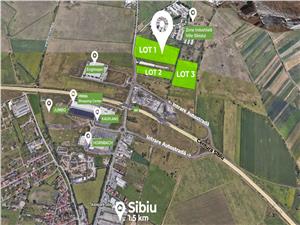 Teren de vanzare in Sibiu - PUZ - centru logistic - 3 loturi