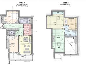 Penthouse pe 2 niveluri -4 camere, 2 bai, confort lux, terase mari(Mo)