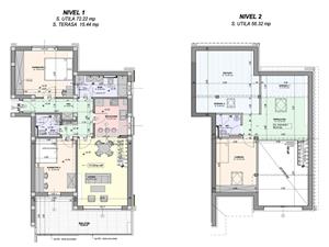 Penthouse pe 2 niveluri - concept deosebit, 128.54 mp utili (R)