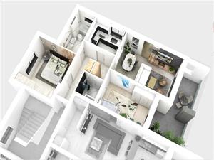 Apartament 3 camere, balcon - Finisat la cheie - Concept deosebit (R)
