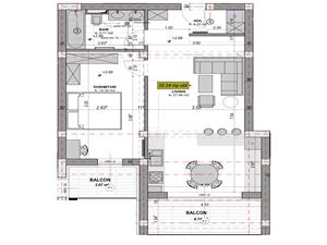 Apartament 2 camere si terasa 10 mp, la alb, intabulat (RV-38L-Mo)