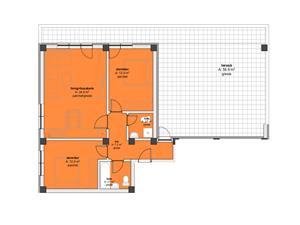 Apartament de vanzare in Sibiu - 3 camere, 2 bai si terasa de 59 mp