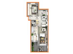 3-room apartment detached rooms unitary architectural style