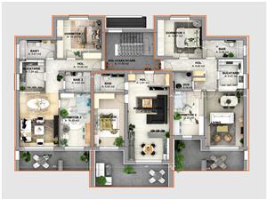 3-room apartment detached rooms unitary architectural style