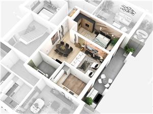 2-room apartment for sale in Sibiu - Cristian - Usable area 54.12 sqm