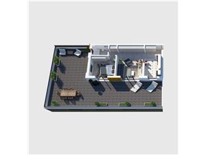 Apartament 2 camere- terasa de 104 mp - pivnita si parcare subterana