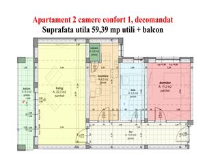 Apartament de vanzare Sibiu - 2 camere - Et. 2/3 - Decomandat